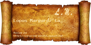 Lopos Margaréta névjegykártya